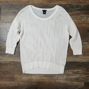 CALVIN KLEIN JEANS WHITE COTTON BLEND MESH SWEATER SIZE MEDIUM